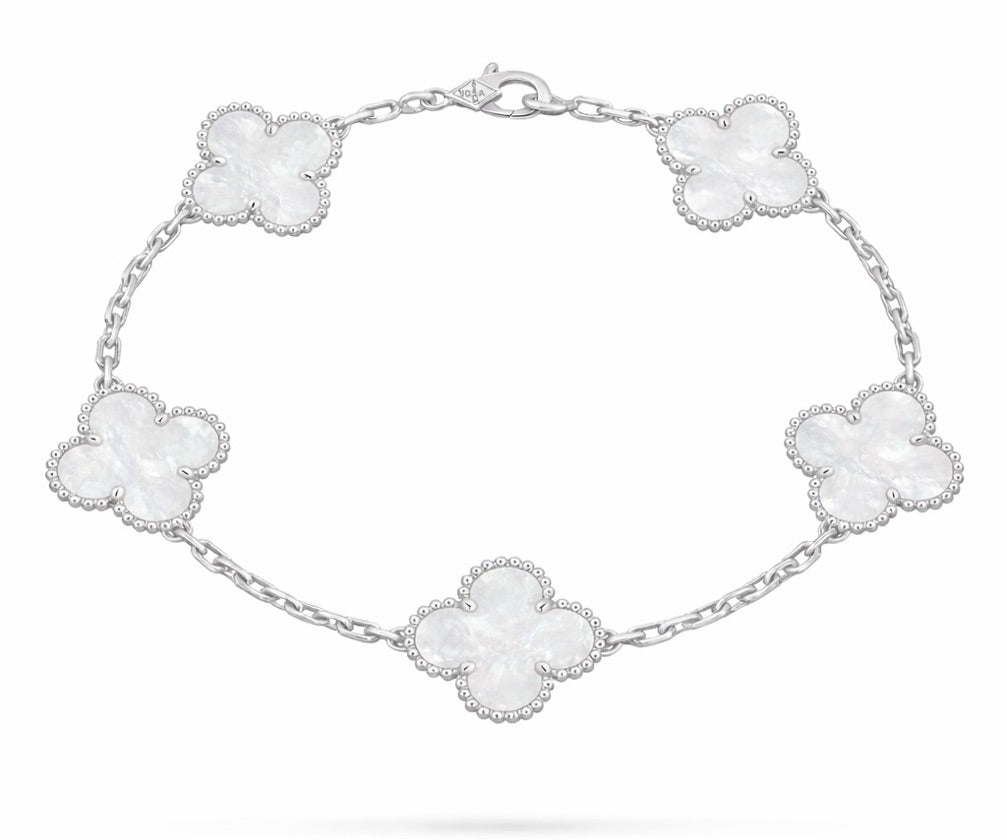Pulsera Vnc blanca con plateado