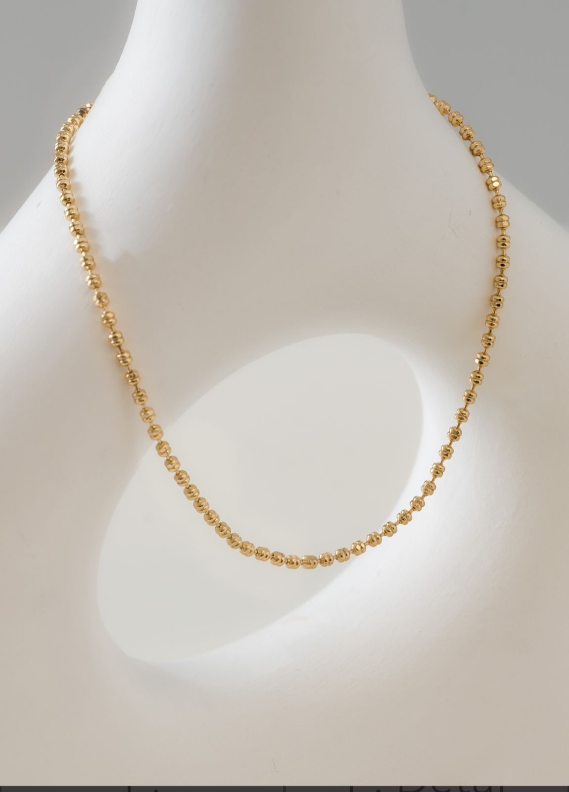 Cadena Balín Militar — Esferas Pulidas Oro Laminado 18K | 65 cm