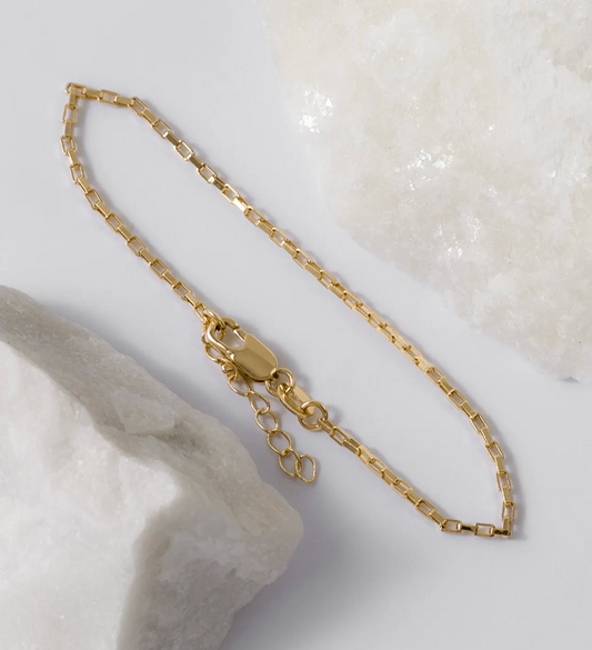 Pulsera Vintage — Eslabones Rectangulares Oro Laminado 18K | 20 cm