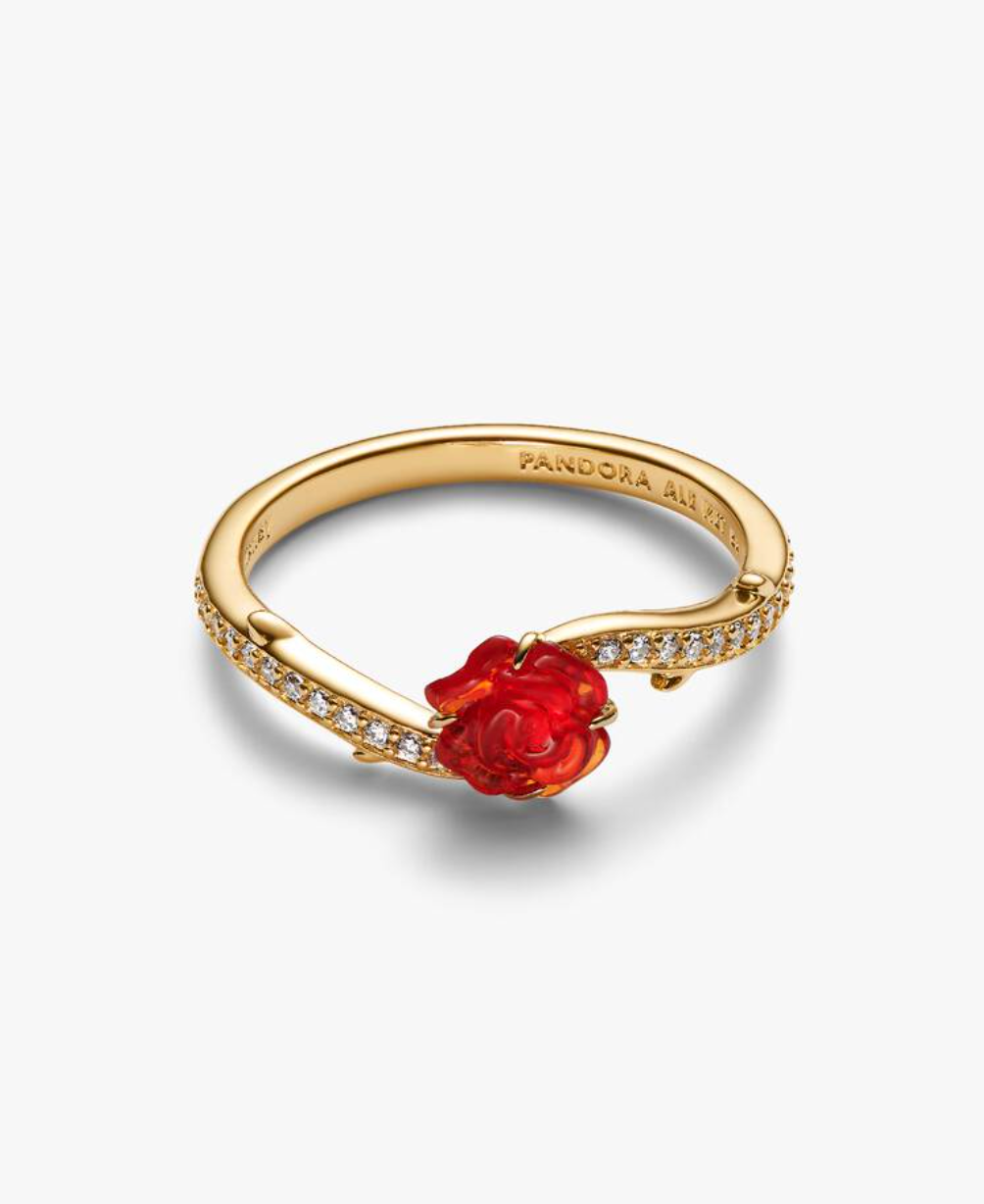Anillo rosa encantada la bella y la bestia