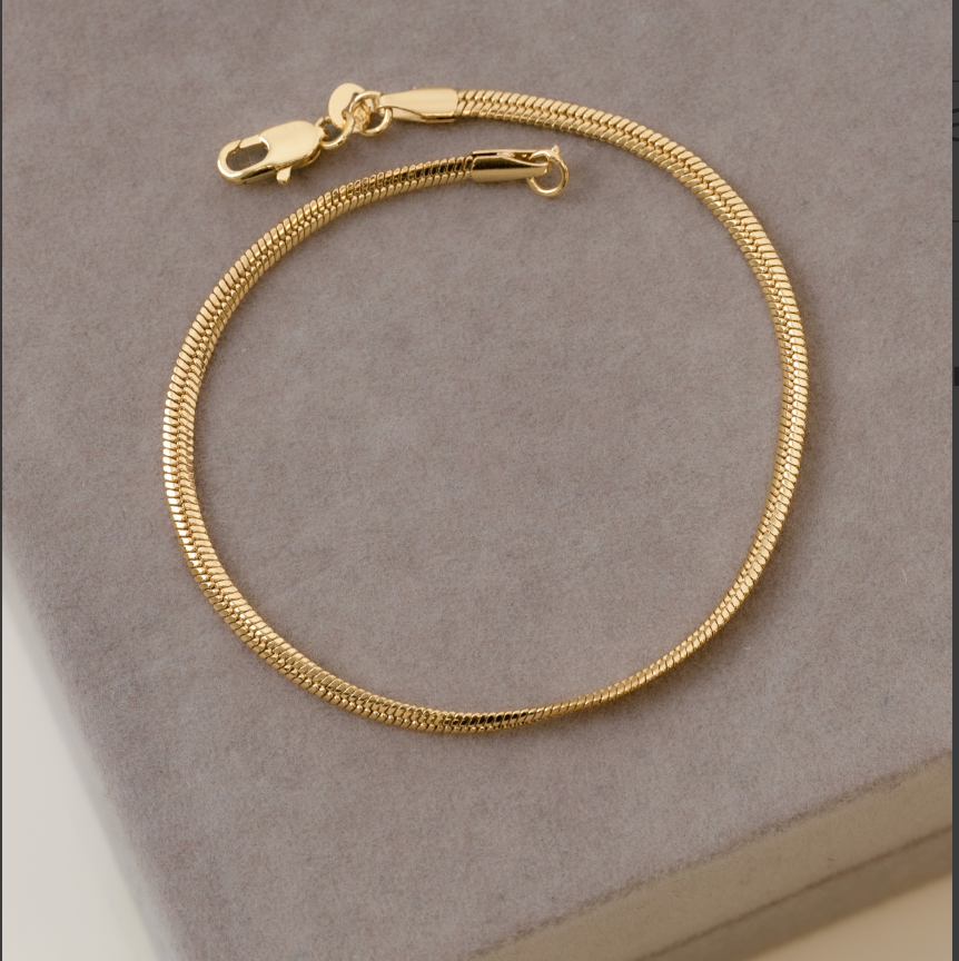 Pulsera Serpiente — Tejido Liso Oro Laminado 18K | 20 cm