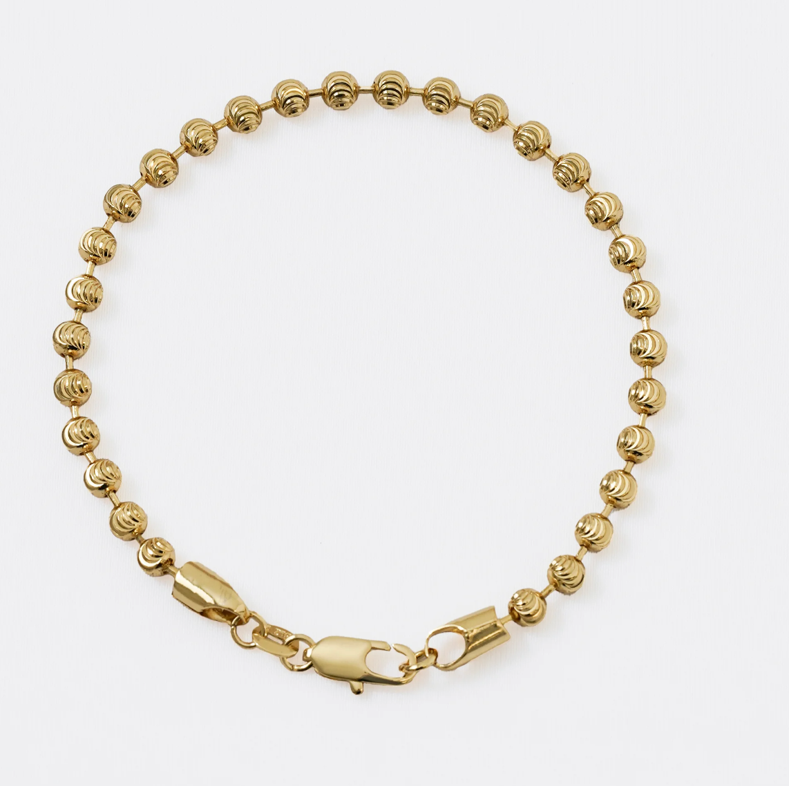 Pulsera Balín Italiano — Esferas Pulidas Oro Laminado 18K | 20 cm