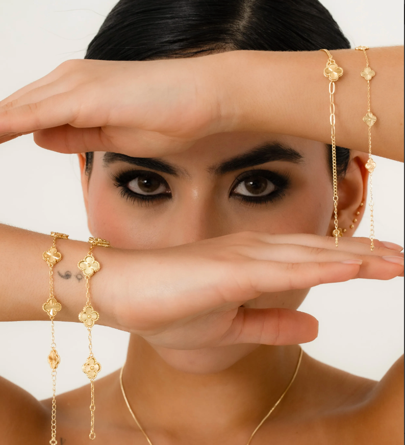 Pulsera Van Cleef — Tréboles Oro Laminado 18K | 15 cm + Extensor