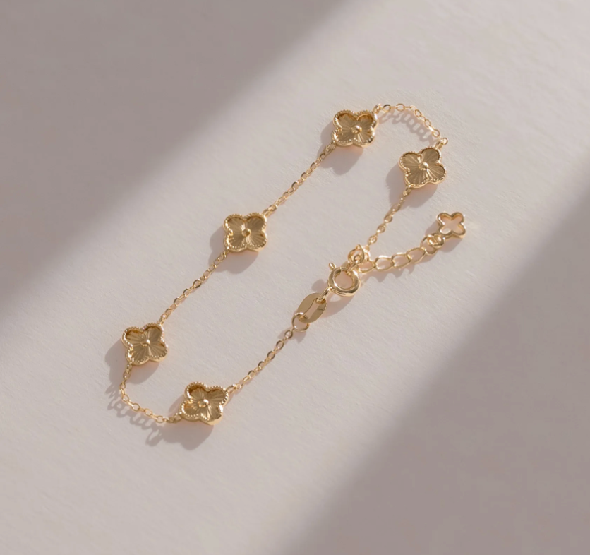 Pulsera Van Cleef — Tréboles Oro Laminado 18K | 15 cm + Extensor