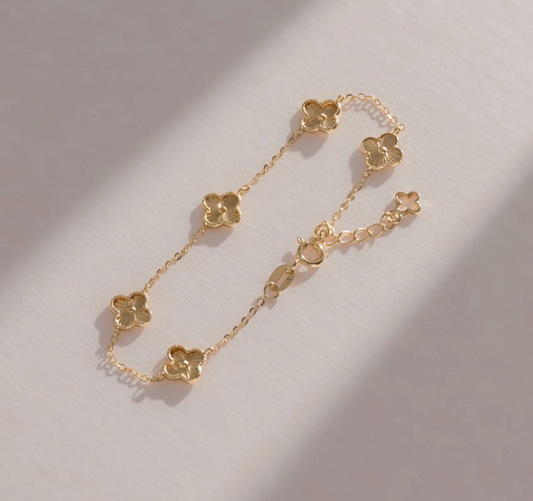 Pulsera Van Cleef — Tréboles Oro Laminado 18K | 15 cm + Extensor