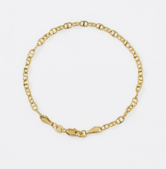 Pulsera Escalera — Tejido Plano Oro Laminado 18K | 19.5 cm