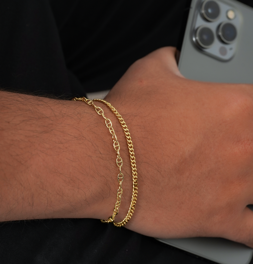 Pulsera Cubana — Eslabones Clásicos Oro Laminado 18K | 20 cm