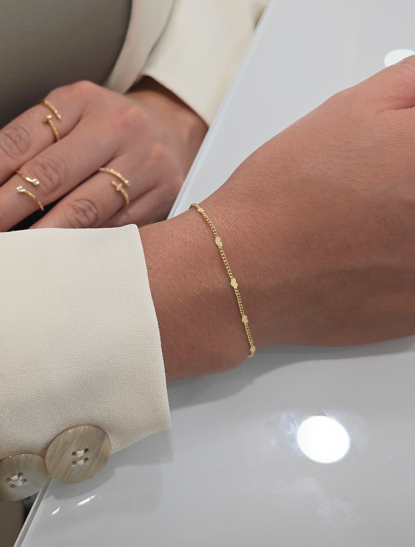 Pulsera In Love — Cubana Fina con Corazones 18K