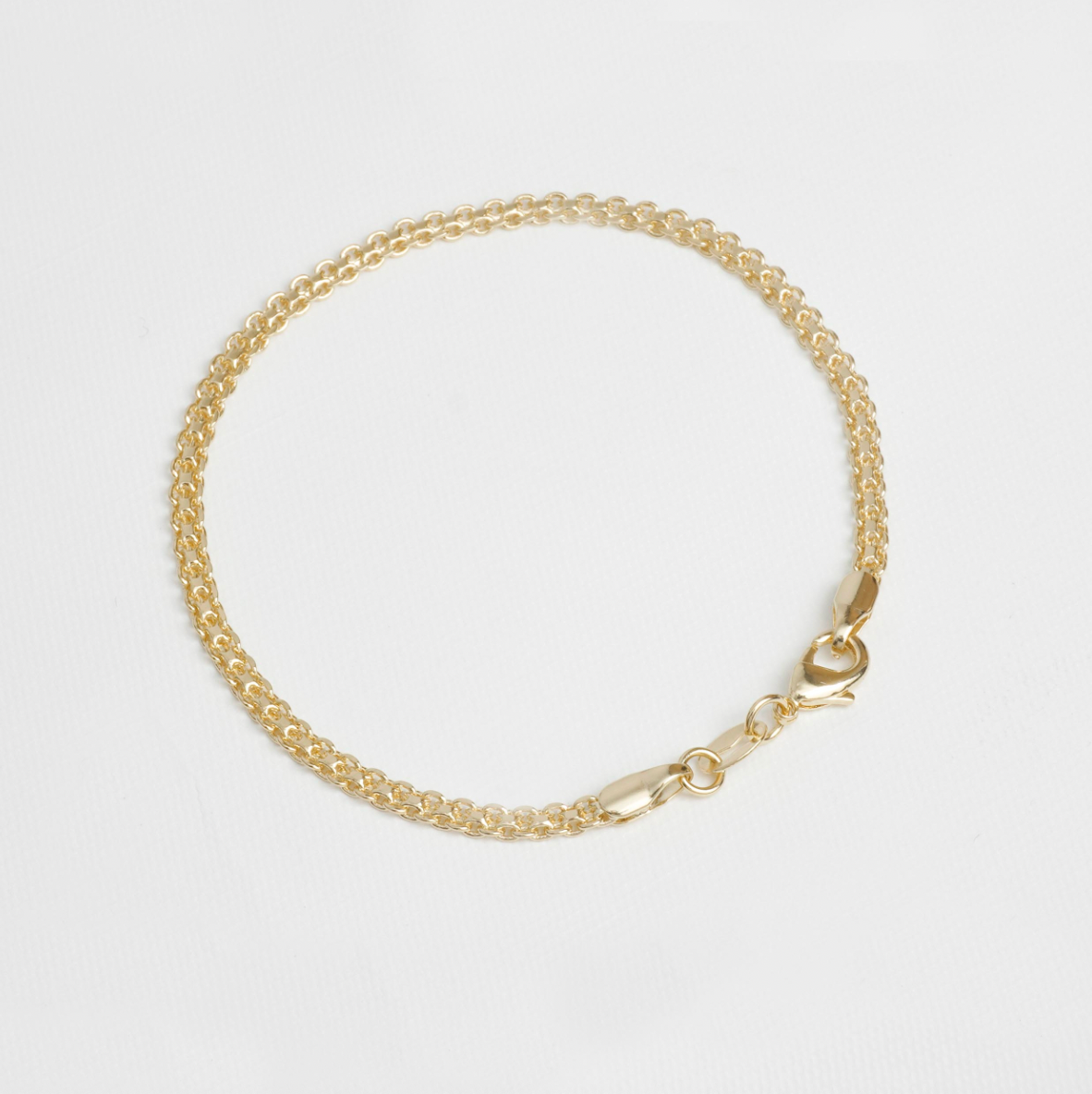 Pulsera Tejido Chino — Trenzado Compacto Oro Laminado 18K | 16 cm + Extensor