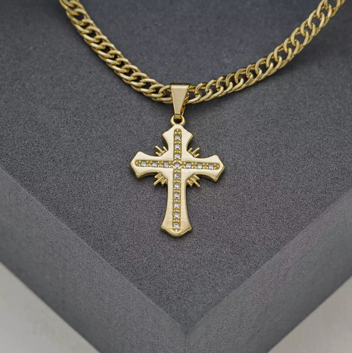 Cruz Sagrada Circonias Cristal