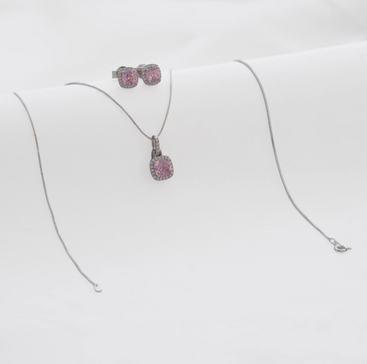 Conjunto Pave Circon Rosado