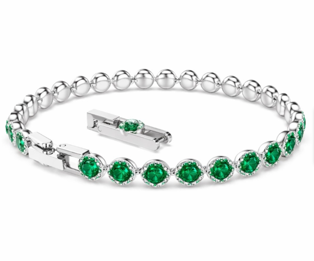 PULSERA ANGELIC PLATEADA CON VERDE