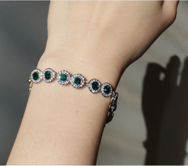 PULSERA ANGELIC PLATEADA CON VERDE