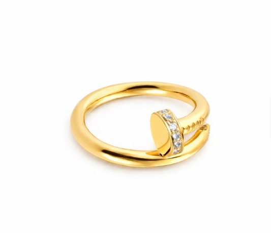 ANILLO CLAVO CON CIRCONES DORADO