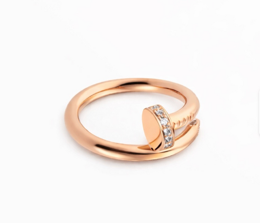 ANILLO CLAVO CON CIRCONES ORO ROSA
