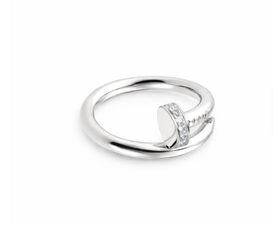 ANILLO CLAVO CON CIRCONES PLATEADO