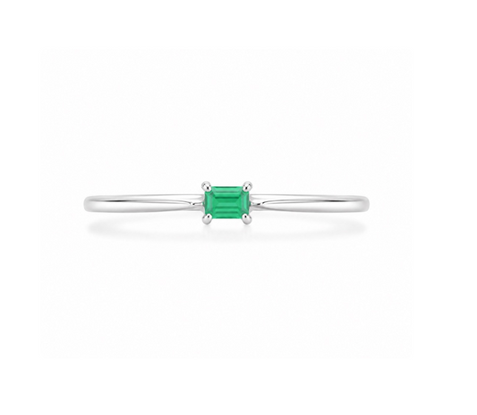 ANILLO ASTRAL CON ESMERALDA Y PLATA NATURAL