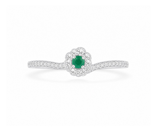 ANILLO PLATA S925 FLOREA ESMERALDA NATURA