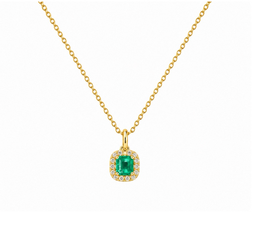 DIJE CUADRADO ESMERALDA NATURAL ORO 18K