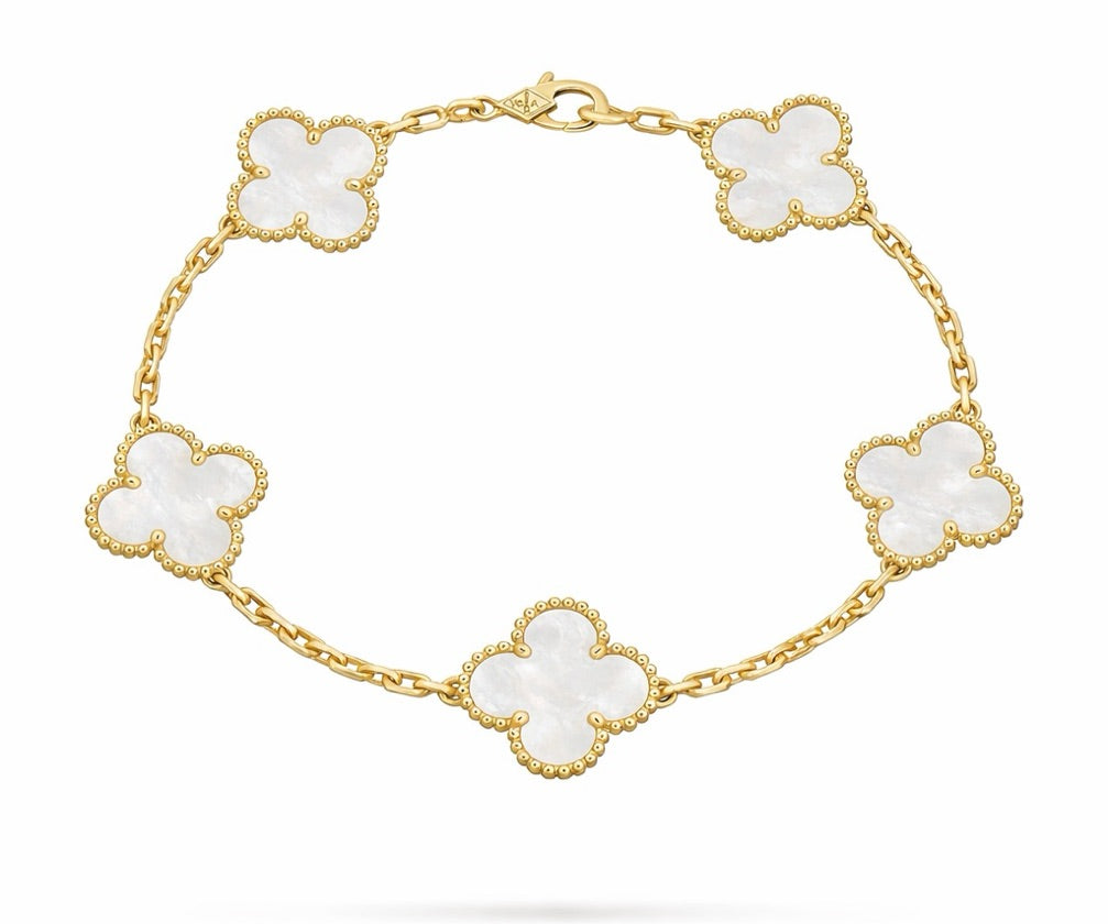 Pulsera Vnc blanco con dorado