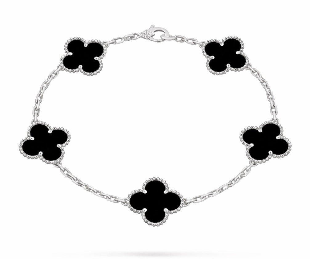 Pulsera Vnc negra con plateado