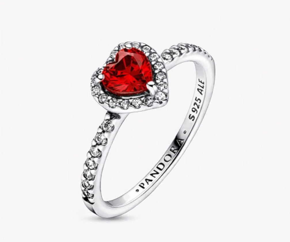 Anillo corazón rojo