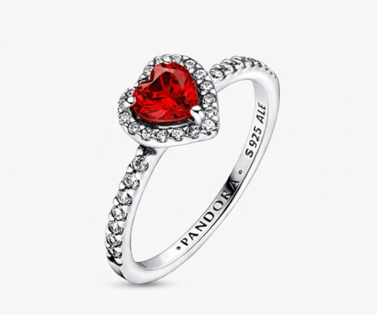 Anillo corazón rojo