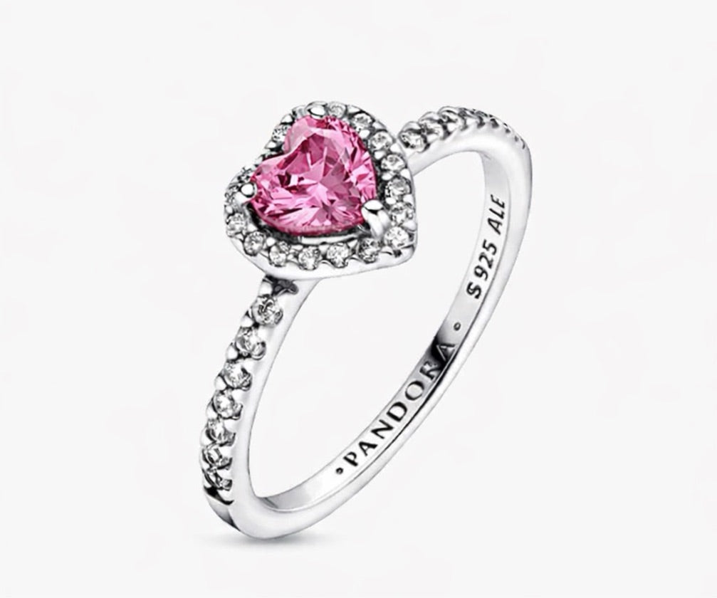 Anillo corazón rosado