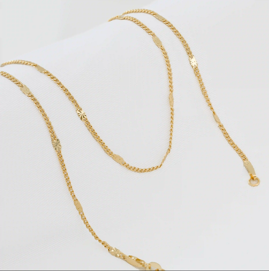 Cadena Cubana con Destellos — Oro Laminado 18K | 45 cm